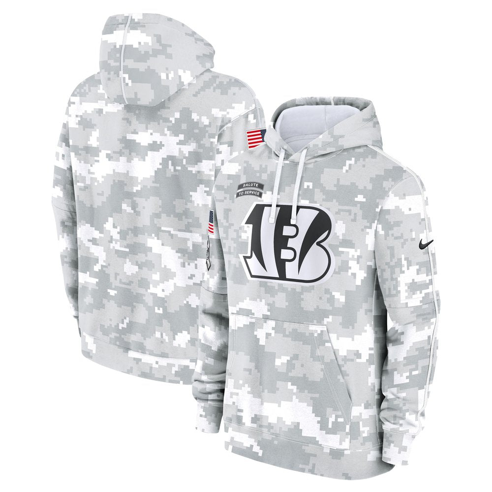 Men's Cincinnati Bengals Arctic Camo 2024 Salute To Service Big & Tall Club Fleece Pullover Hoodie 