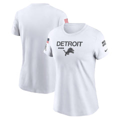 Women's Detroit Lions White 2024 Salute To Service Legend Performance T-Shirt 