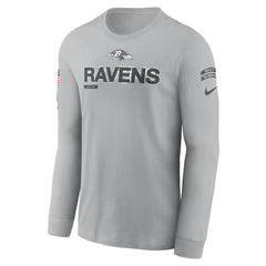 Men's Baltimore Ravens Gray 2024 Salute To Service Long Sleeve T-Shirt 