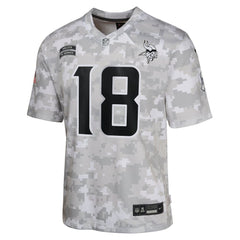 Youth Minnesota Vikings Justin Jefferson Arctic Camo 2024 Salute to Service Game Jersey 