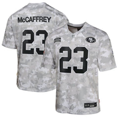 Youth San Francisco 49ers Christian McCaffrey Arctic Camo 2024 Salute to Service Game Jersey 