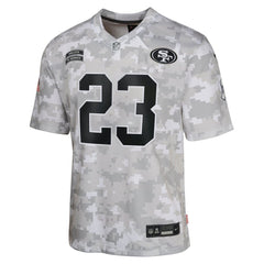 Youth San Francisco 49ers Christian McCaffrey Arctic Camo 2024 Salute to Service Game Jersey 