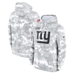Youth New York Giants White/Gray 2024 Salute To Service Pullover Hoodie 