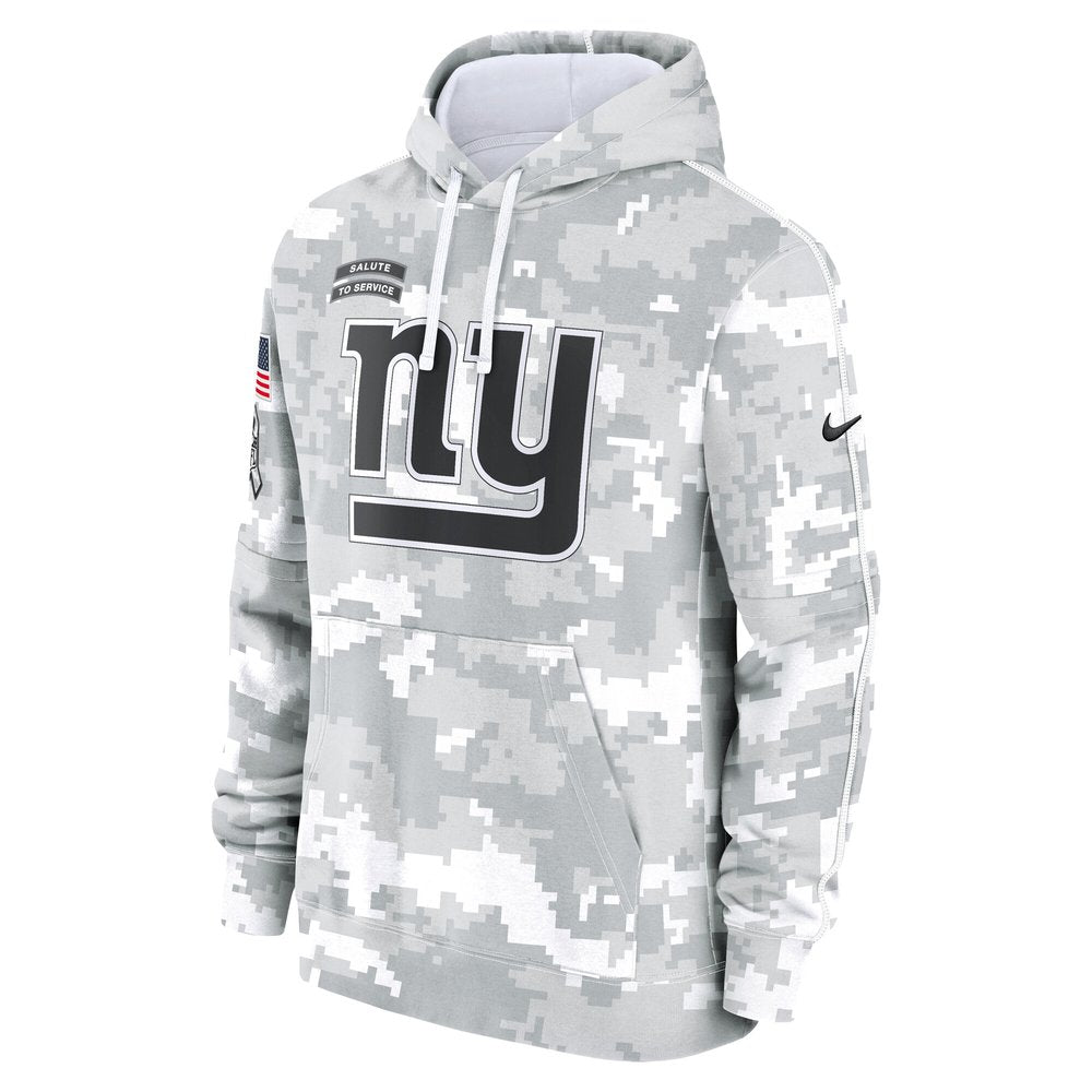 Youth New York Giants White/Gray 2024 Salute To Service Pullover Hoodie 