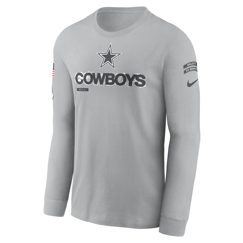 Men's Dallas Cowboys Gray 2024 Salute To Service Long Sleeve T-Shirt 
