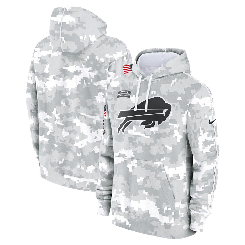 Youth Buffalo Bills White/Gray 2024 Salute To Service Pullover Hoodie 