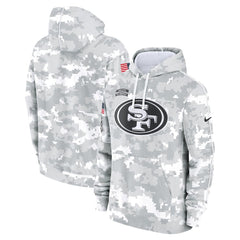 Youth San Francisco 49ers White/Gray 2024 Salute To Service Pullover Hoodie 
