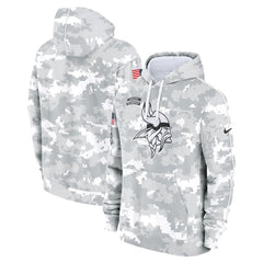 Youth Minnesota Vikings White/Gray 2024 Salute To Service Pullover Hoodie 