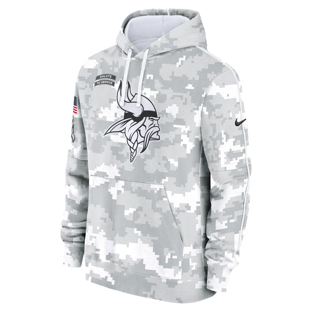 Youth Minnesota Vikings White/Gray 2024 Salute To Service Pullover Hoodie 