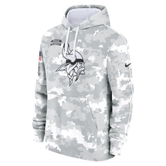 Youth Minnesota Vikings White/Gray 2024 Salute To Service Pullover Hoodie 
