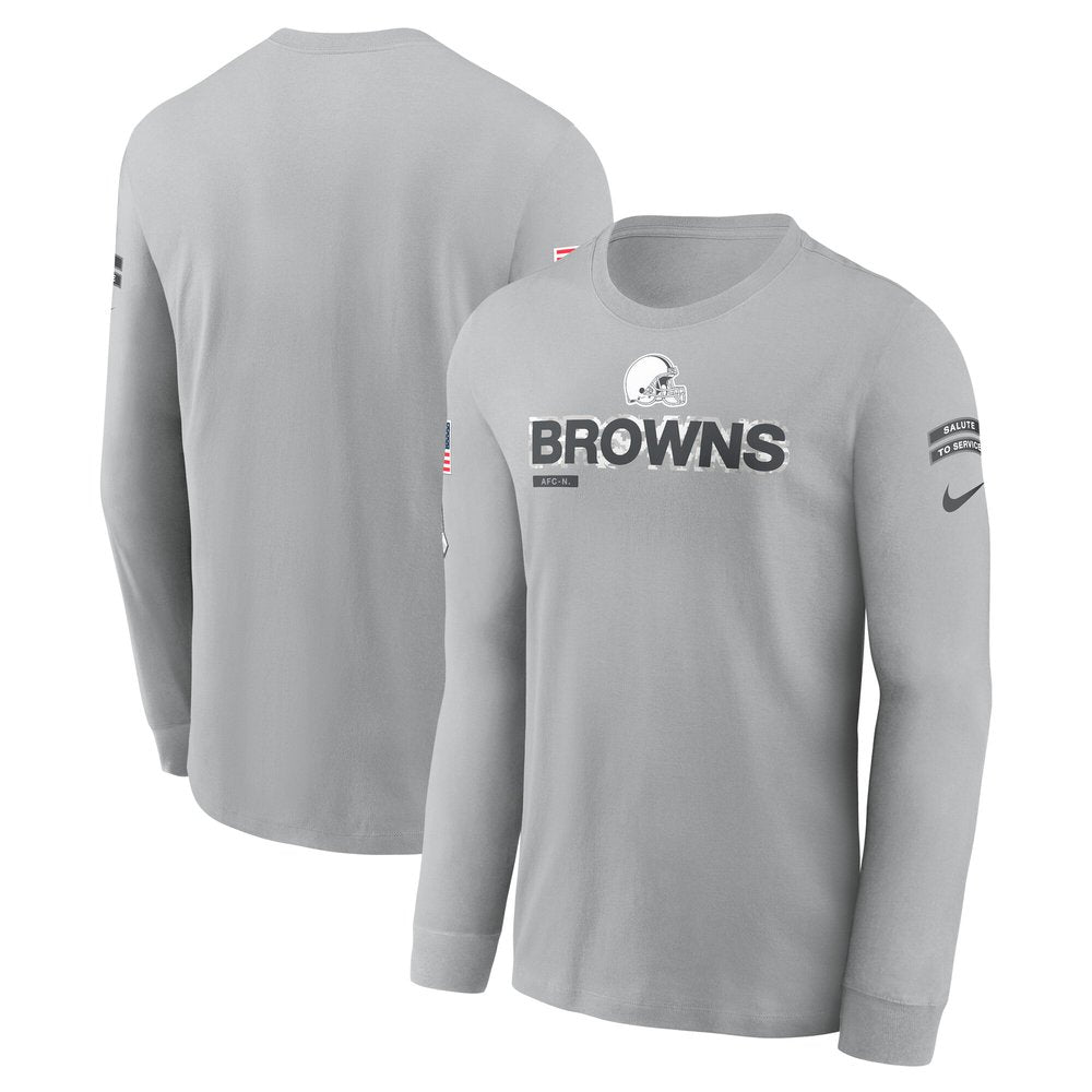 Men's Cleveland Browns Gray 2024 Salute To Service Long Sleeve T-Shirt 