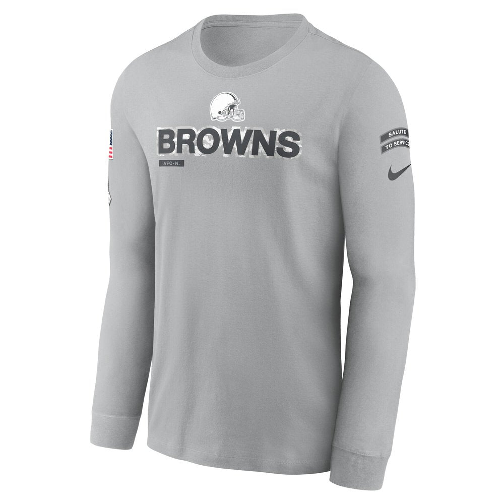 Men's Cleveland Browns Gray 2024 Salute To Service Long Sleeve T-Shirt 