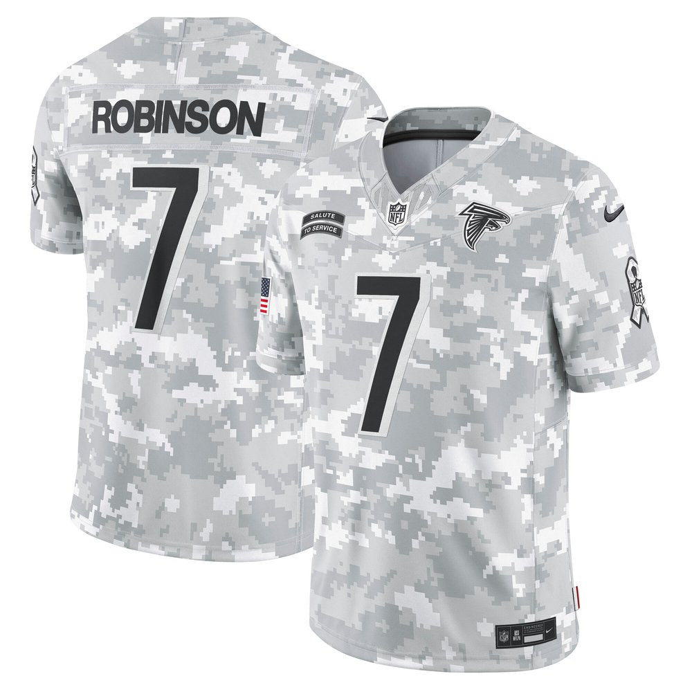 Men's Atlanta Falcons Bijan Robinson Arctic Camo 2024 Salute to Service Limited Jersey 
