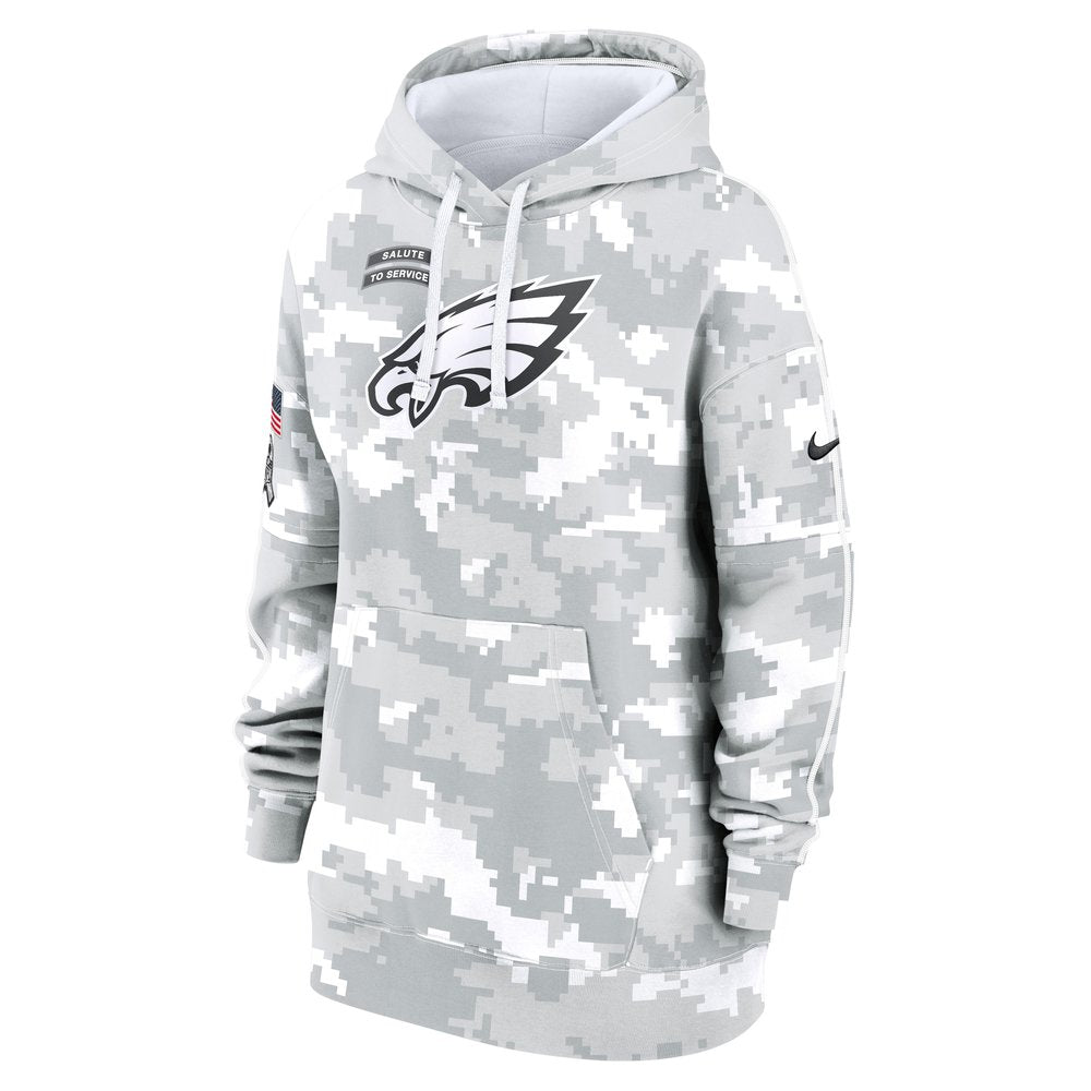 Women's Philadelphia Eagles Arctic Camo 2024 Salute To Service Club Fleece Pullover Hoodie 