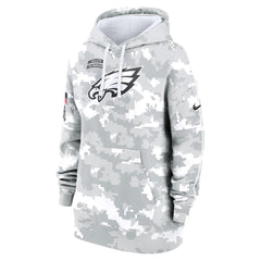 Women's Philadelphia Eagles Arctic Camo 2024 Salute To Service Club Fleece Pullover Hoodie 