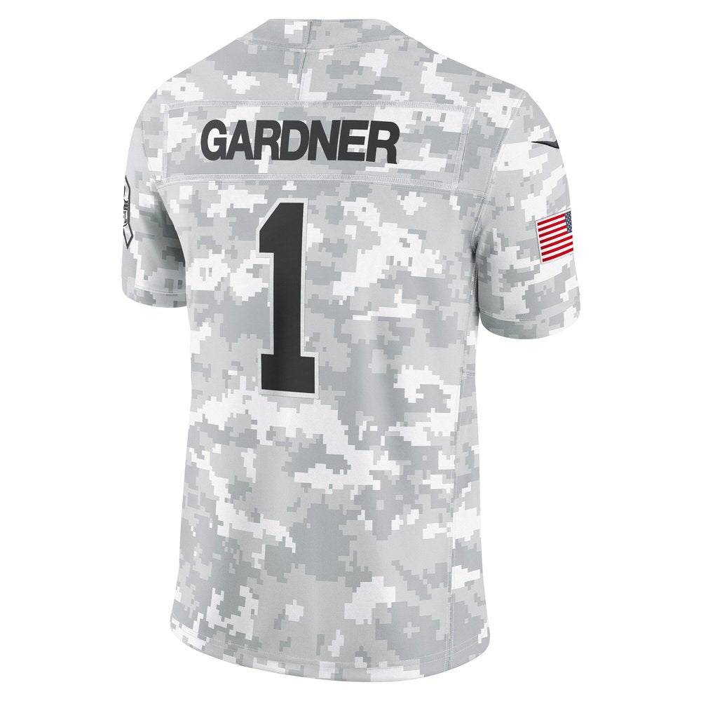 Men's New York Jets Sauce Gardner Arctic Camo 2024 Salute to Service Limited Jersey 