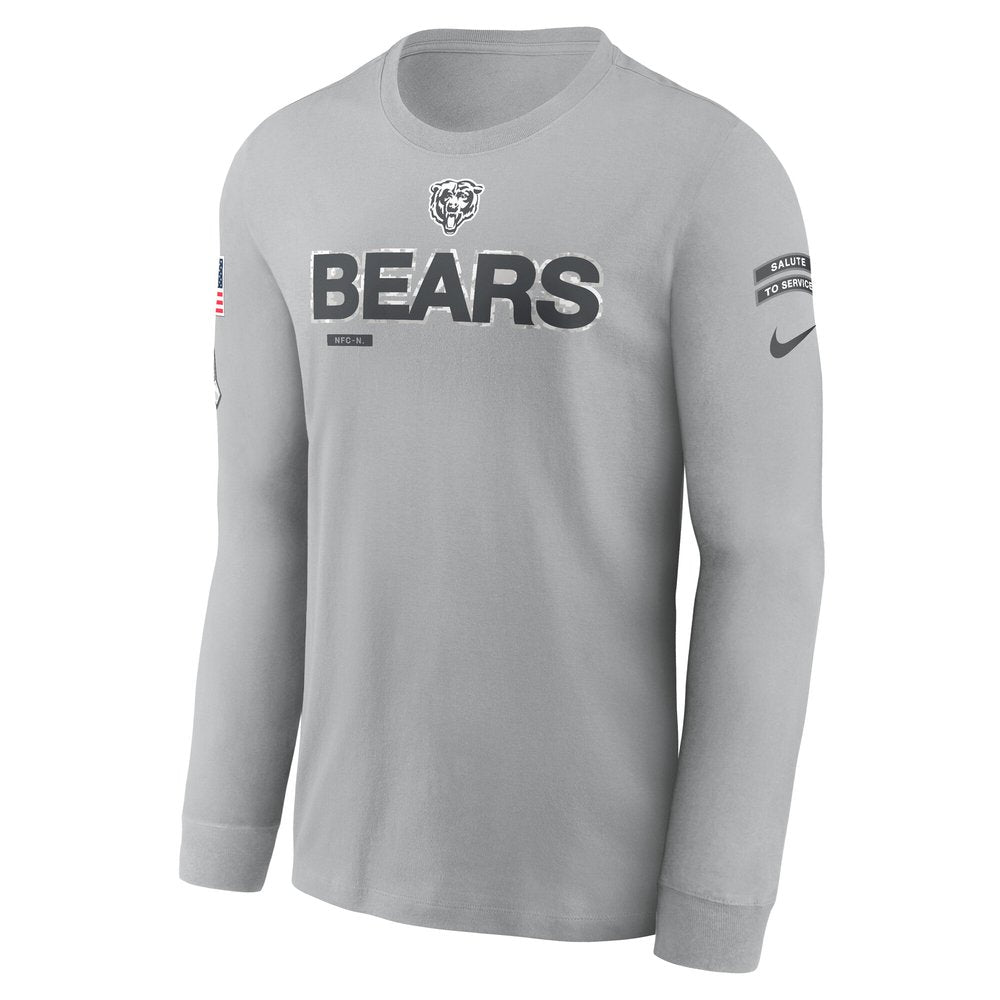 Men's Chicago Bears Gray 2024 Salute To Service Long Sleeve T-Shirt 