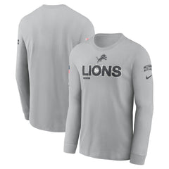 Men's Detroit Lions Gray 2024 Salute To Service Long Sleeve T-Shirt 