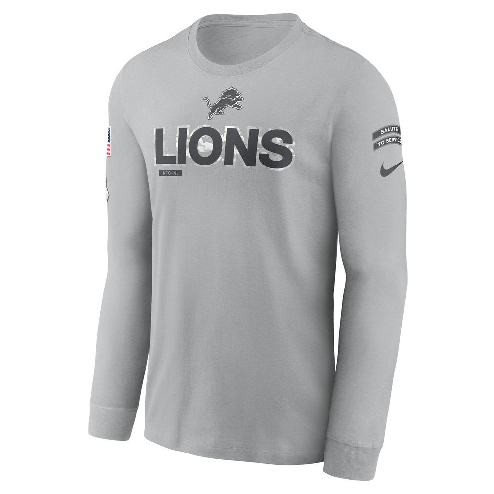 Men's Detroit Lions Gray 2024 Salute To Service Long Sleeve T-Shirt 