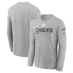 Men's Kansas City Chiefs Gray 2024 Salute To Service Long Sleeve T-Shirt 
