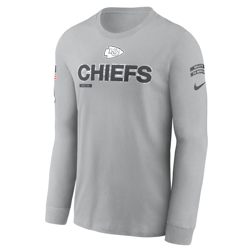 Men's Kansas City Chiefs Gray 2024 Salute To Service Long Sleeve T-Shirt 