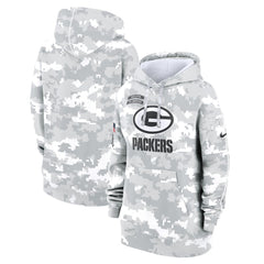 Women's Green Bay Packers Arctic Camo 2024 Salute To Service Club Fleece Pullover Hoodie 
