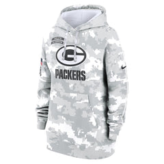 Women's Green Bay Packers Arctic Camo 2024 Salute To Service Club Fleece Pullover Hoodie 