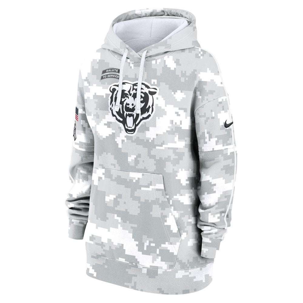Women's Chicago Bears Arctic Camo 2024 Salute To Service Club Fleece Pullover Hoodie 