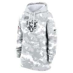 Women's Chicago Bears Arctic Camo 2024 Salute To Service Club Fleece Pullover Hoodie 