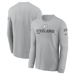 Men's Pittsburgh Steelers Gray 2024 Salute To Service Long Sleeve T-Shirt 