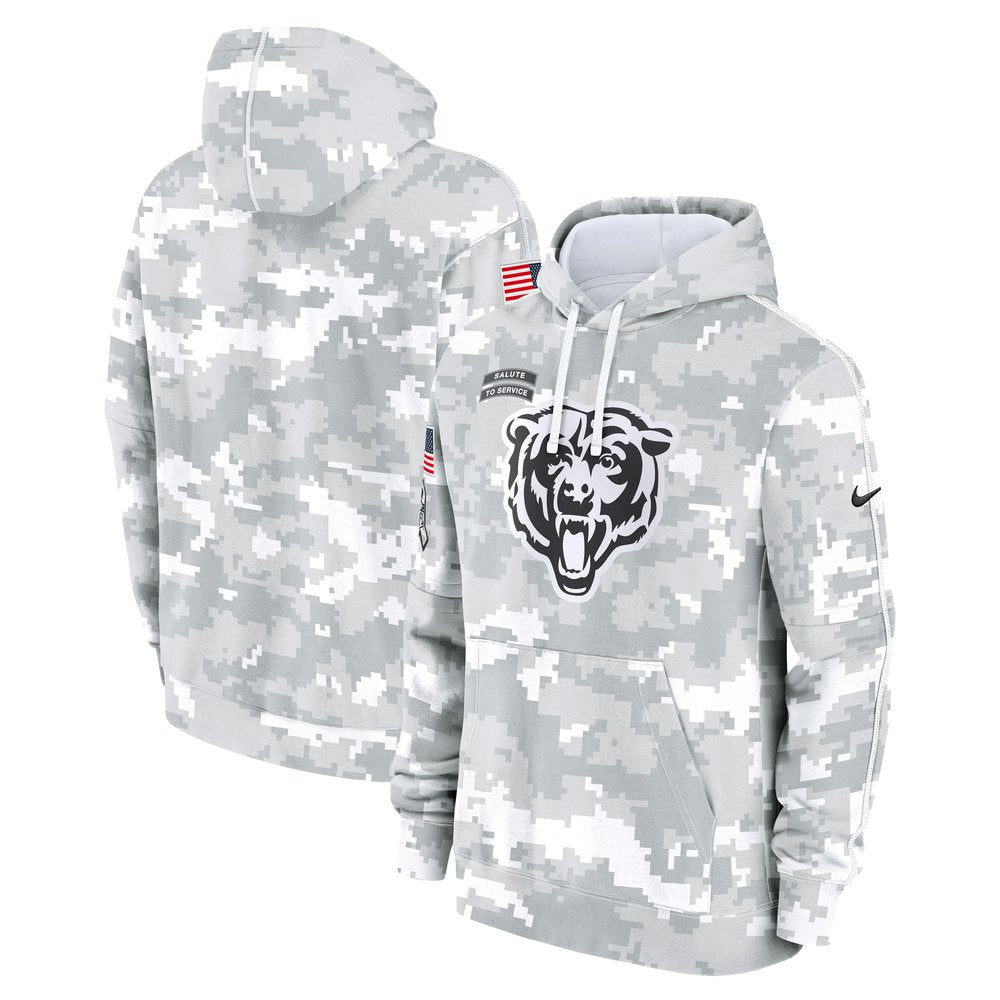 Men's Chicago Bears Arctic Camo 2024 Salute To Service Big & Tall Club Fleece Pullover Hoodie 