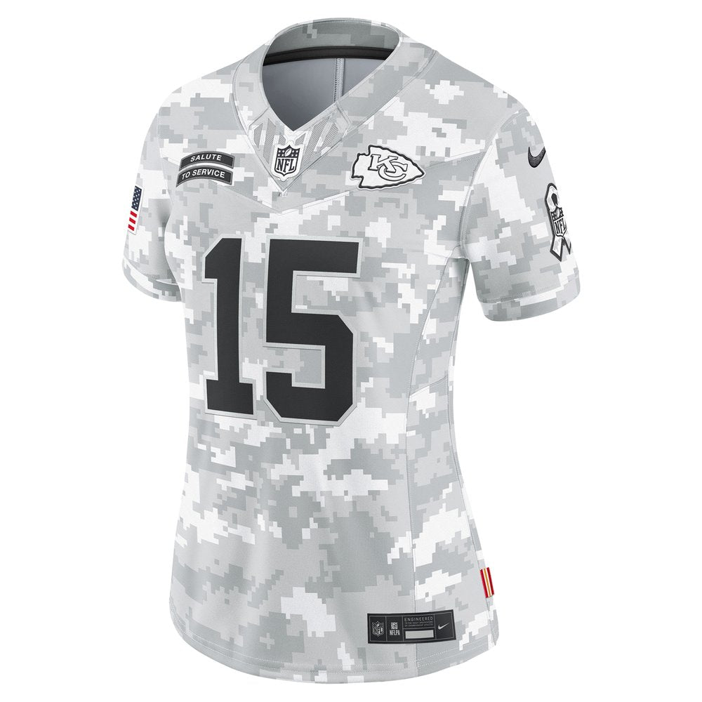 Women's Kansas City Chiefs Patrick Mahomes Arctic Camo 2024 Salute to Service Limited Jersey 