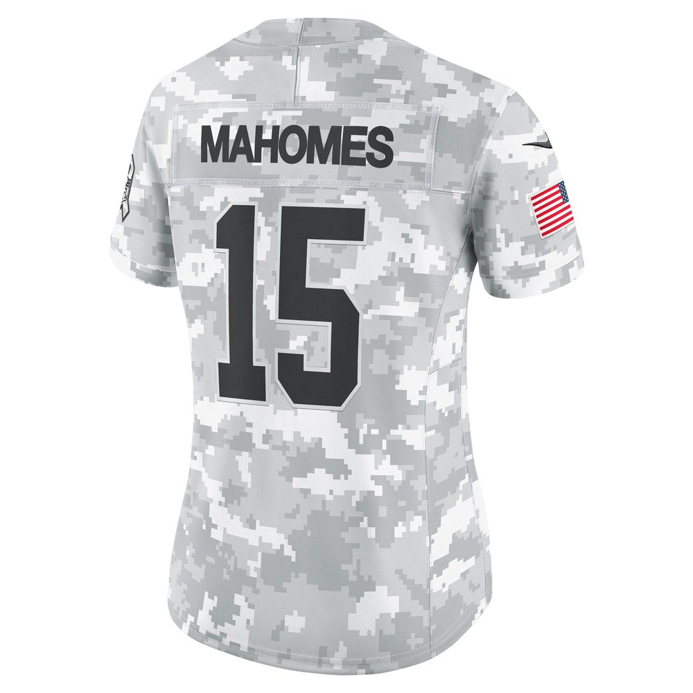 Women's Kansas City Chiefs Patrick Mahomes Arctic Camo 2024 Salute to Service Limited Jersey 