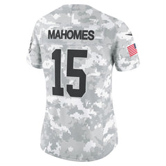 Women's Kansas City Chiefs Patrick Mahomes Arctic Camo 2024 Salute to Service Limited Jersey 
