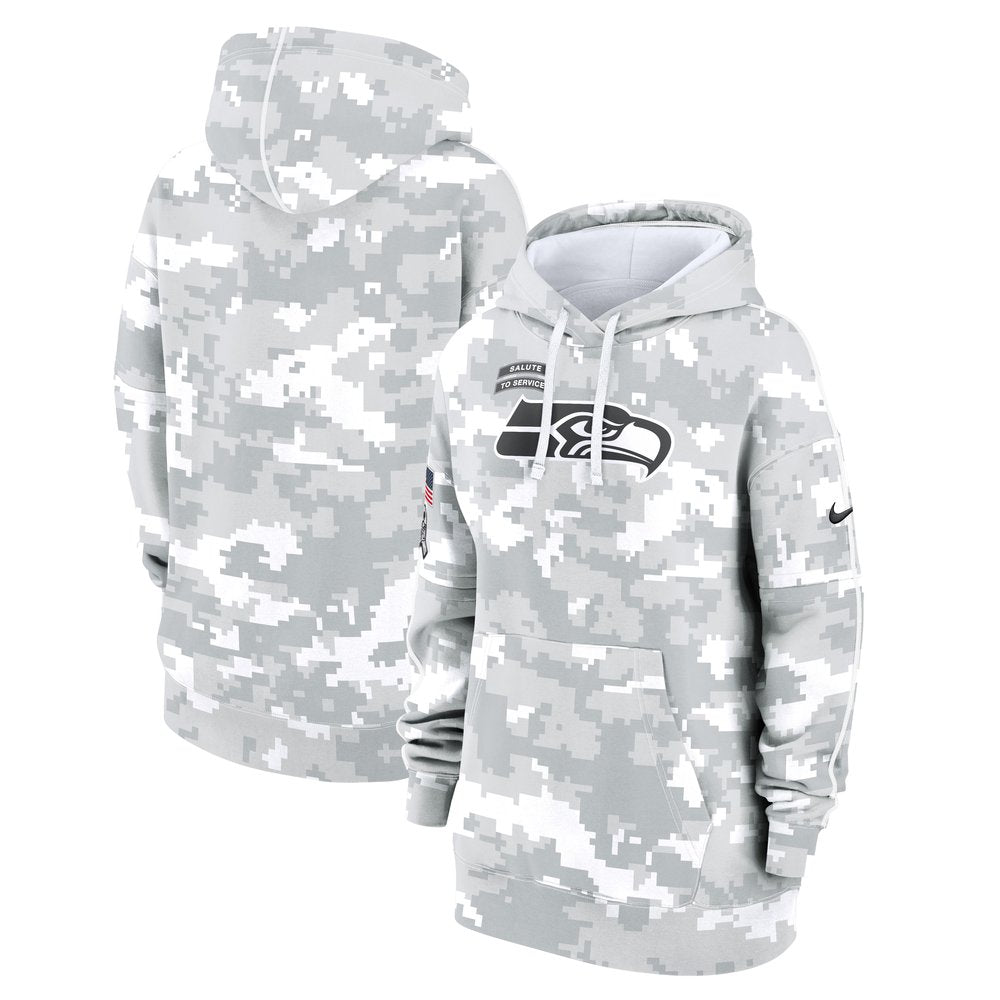 Women's Seattle Seahawks Arctic Camo 2024 Salute To Service Club Fleece Pullover Hoodie 