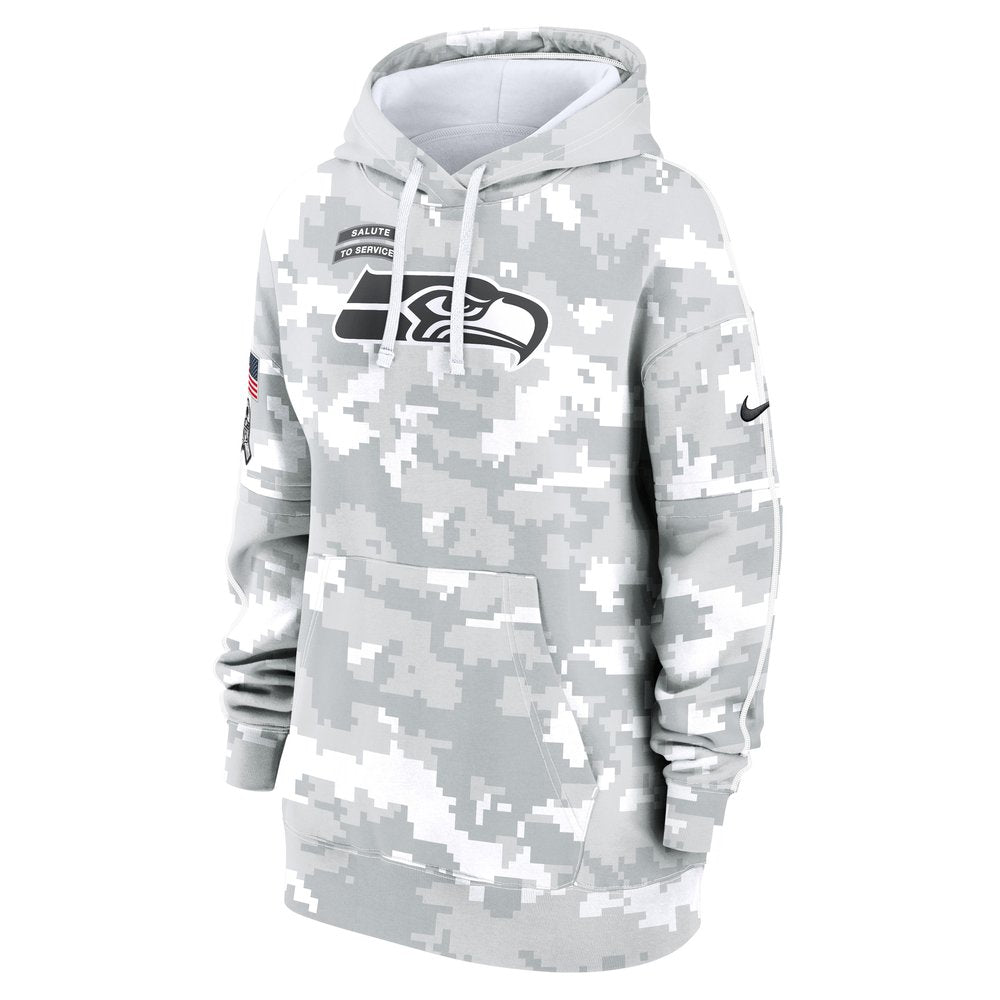Women's Seattle Seahawks Arctic Camo 2024 Salute To Service Club Fleece Pullover Hoodie 