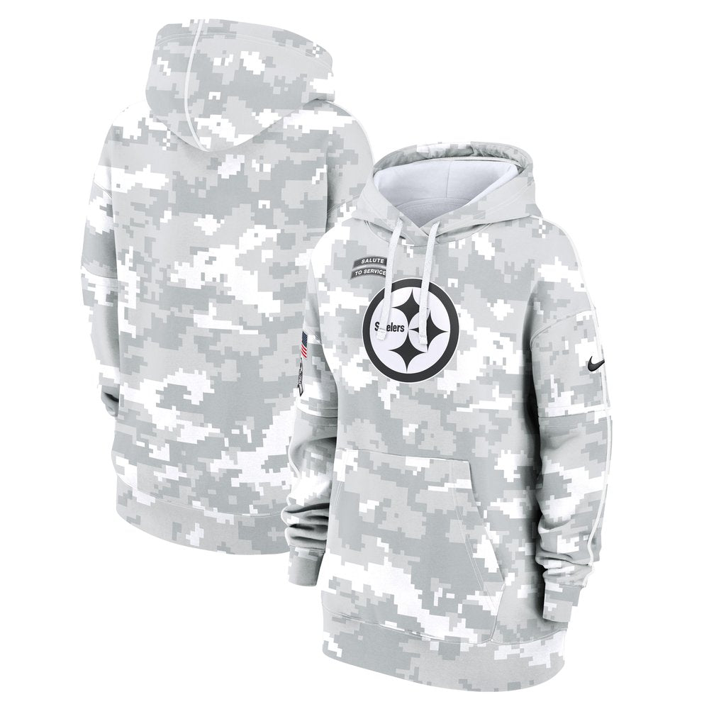 Women's Pittsburgh Steelers Arctic Camo 2024 Salute To Service Club Fleece Pullover Hoodie 