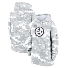 Women's Pittsburgh Steelers Arctic Camo 2024 Salute To Service Club Fleece Pullover Hoodie 