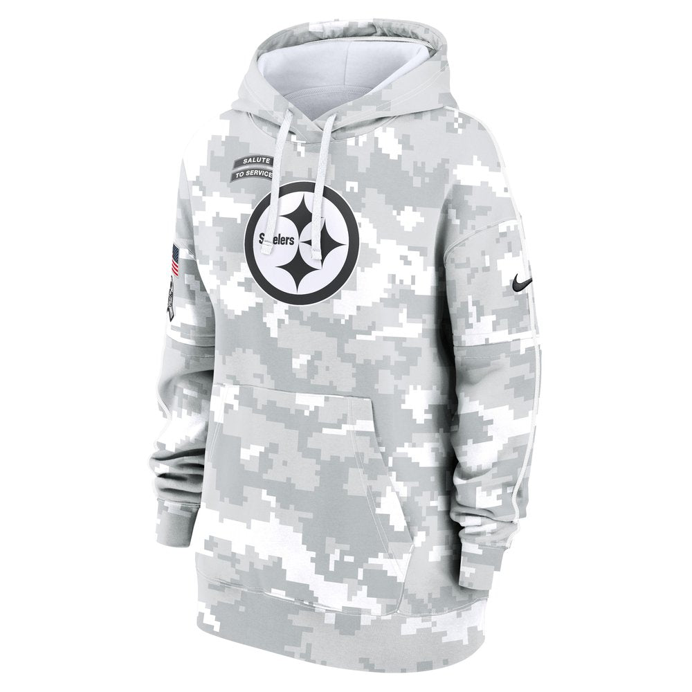 Women's Pittsburgh Steelers Arctic Camo 2024 Salute To Service Club Fleece Pullover Hoodie 