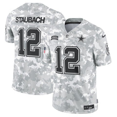 Men's Dallas Cowboys Roger Staubach Arctic Camo 2024 Salute to Service Retired Player Limited Jersey 