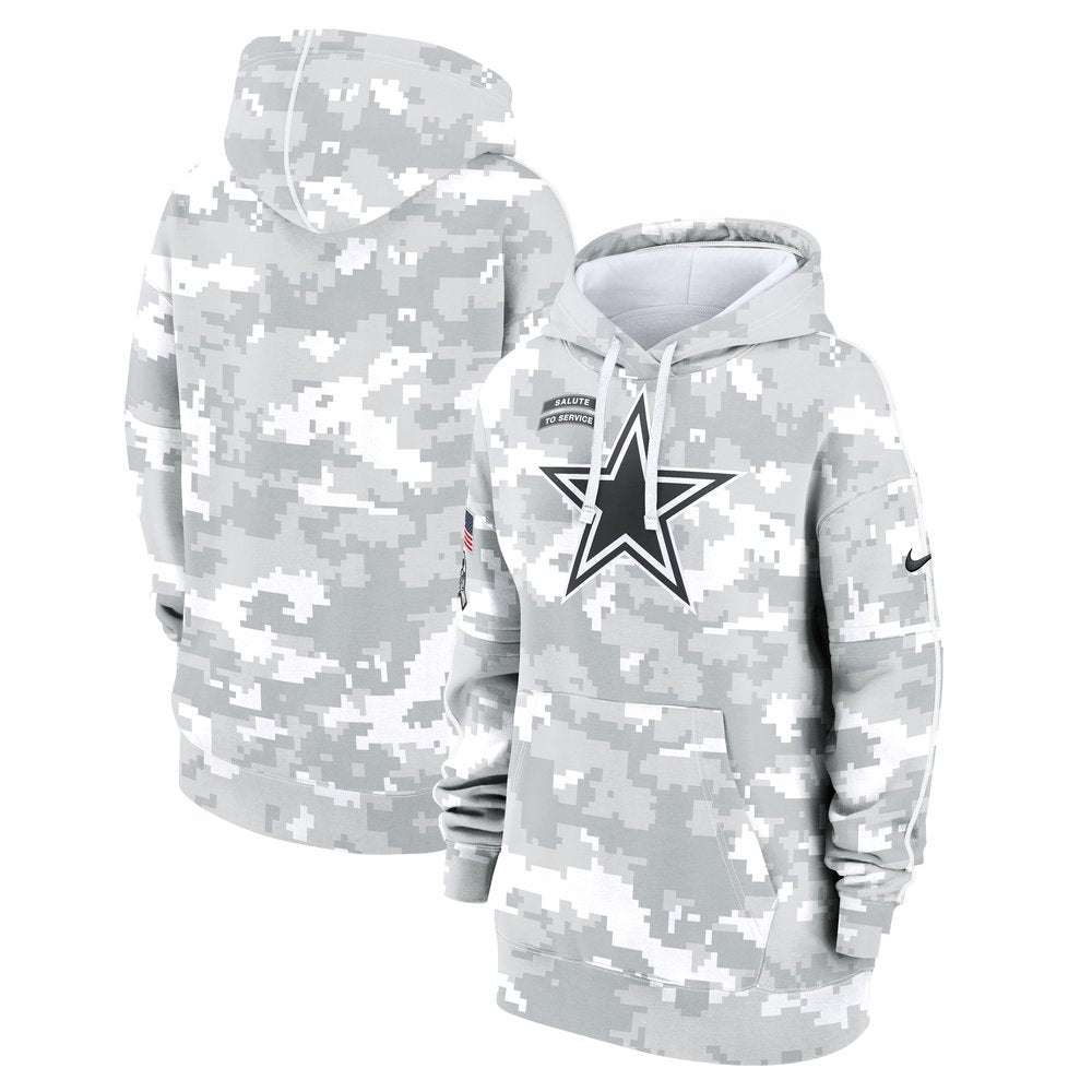 Women's Dallas Cowboys Arctic Camo 2024 Salute To Service Club Fleece Pullover Hoodie 