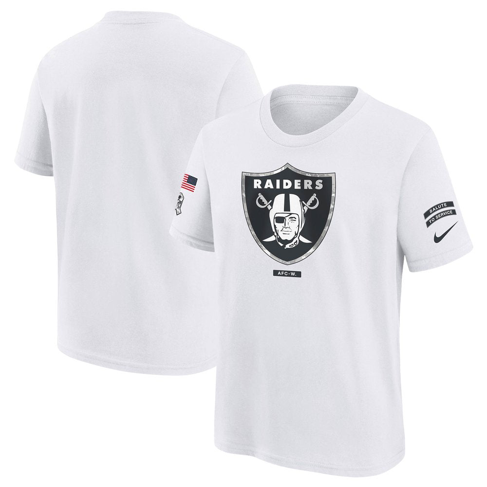 Youth Las Vegas Raiders White 2024 Salute To Service T-Shirt 