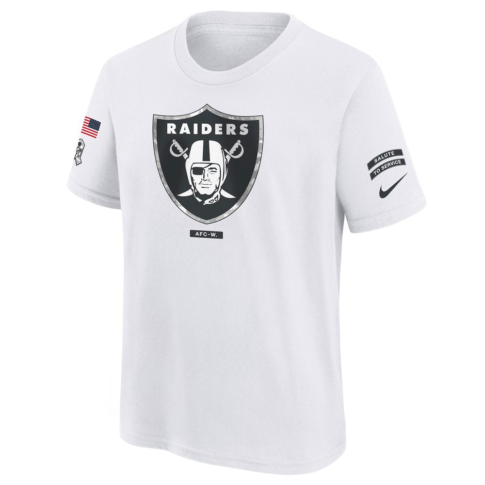Youth Las Vegas Raiders White 2024 Salute To Service T-Shirt 