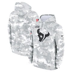 Youth Houston Texans White/Gray 2024 Salute To Service Pullover Hoodie 