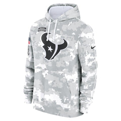 Youth Houston Texans White/Gray 2024 Salute To Service Pullover Hoodie 