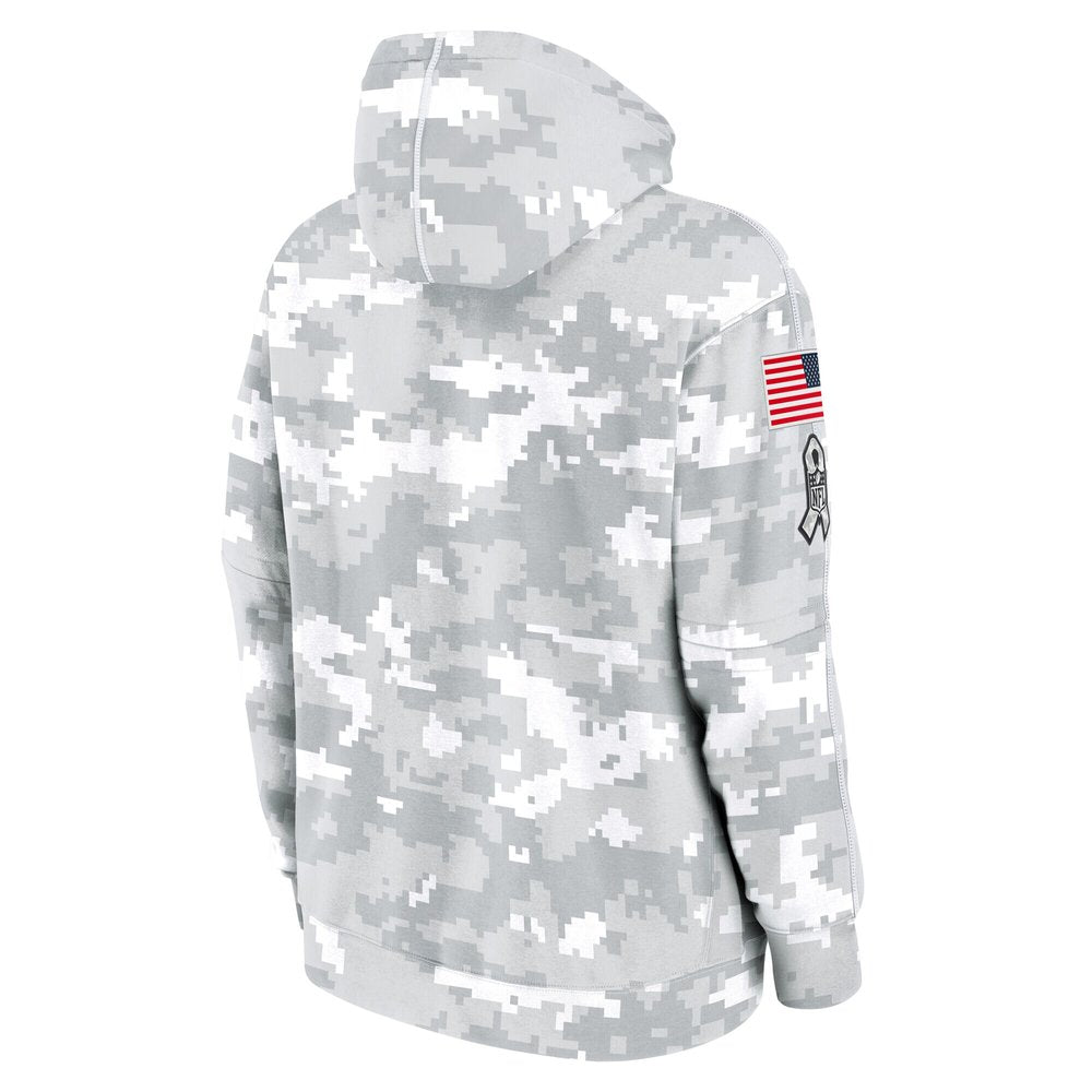 Youth Houston Texans White/Gray 2024 Salute To Service Pullover Hoodie 