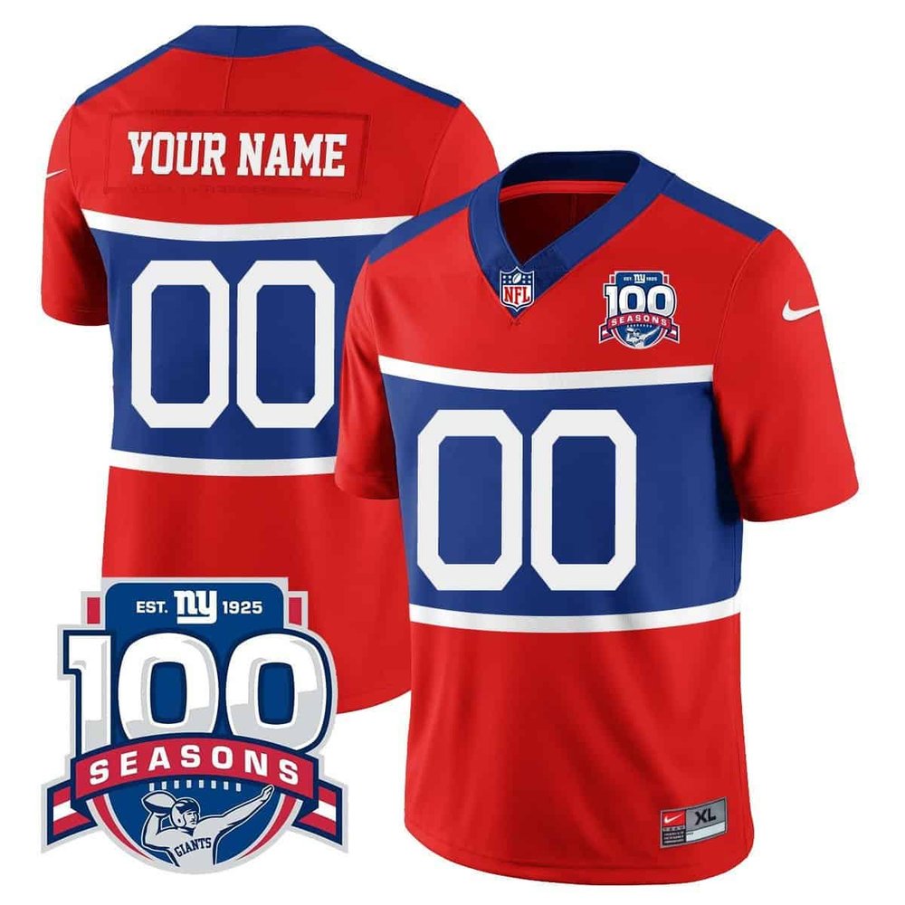 New York Giants Custom 100TH Season Commemorative Patch Jersey 