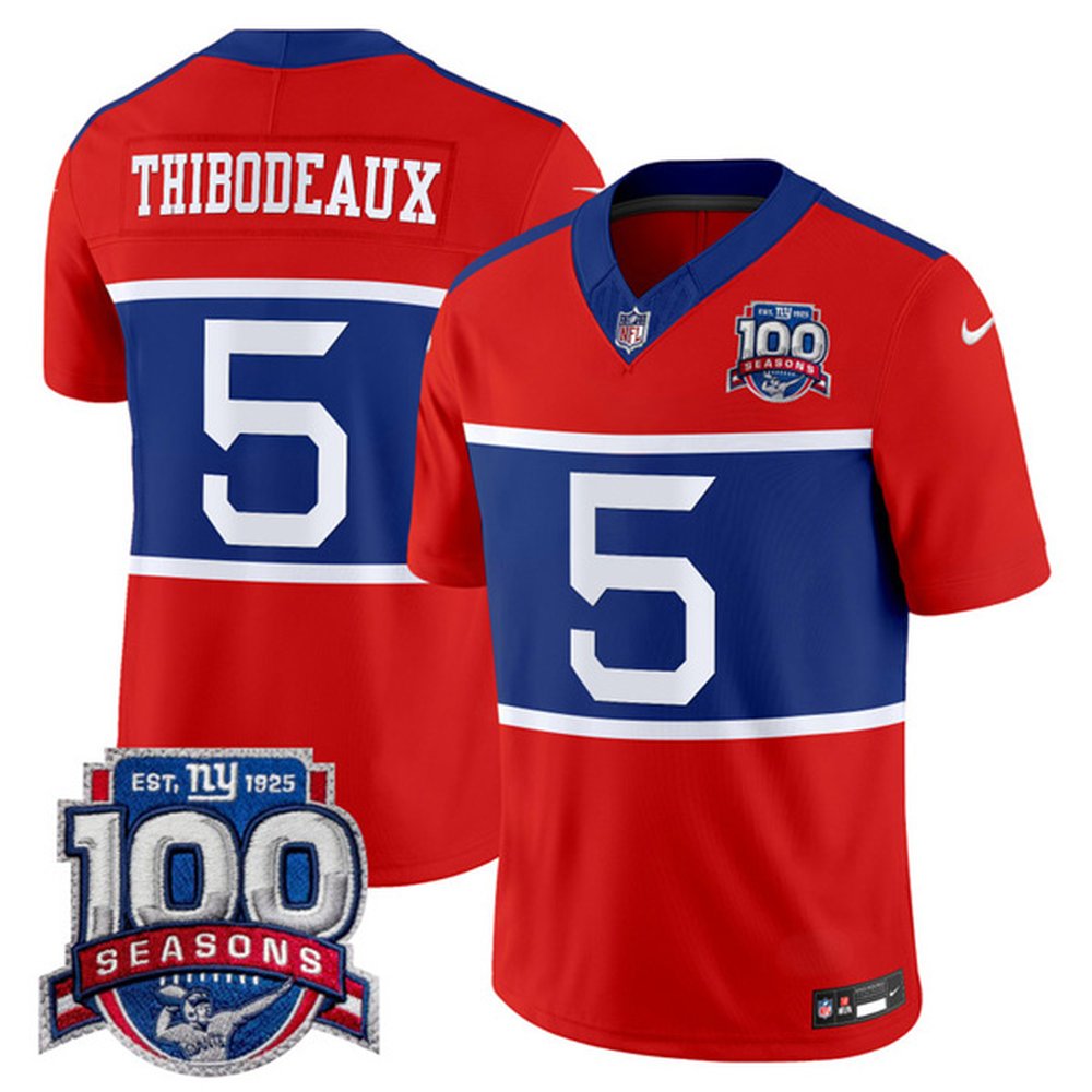 New York Giants #5 Kayvon Thibodeaux 100TH Season Commemorative Patch Jersey 