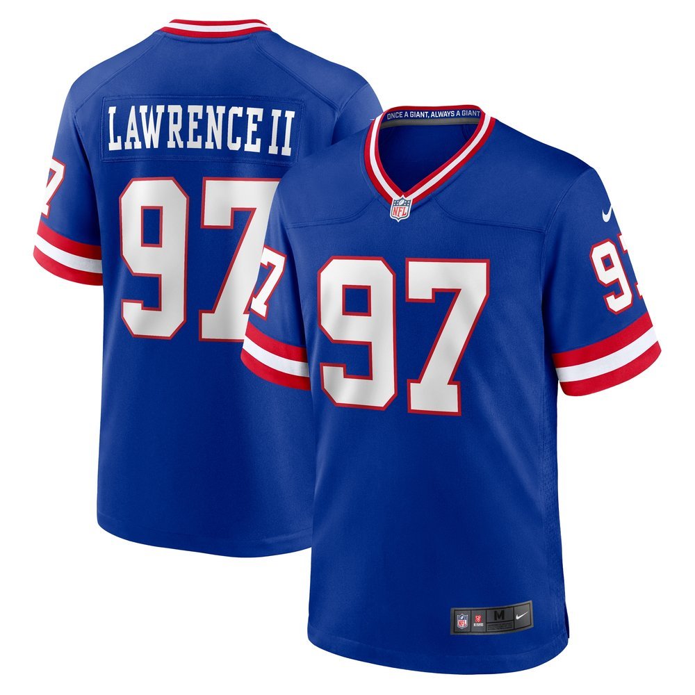 Men's New York Giants Dexter Lawrence II Royal Classic Game Player Jersey 
