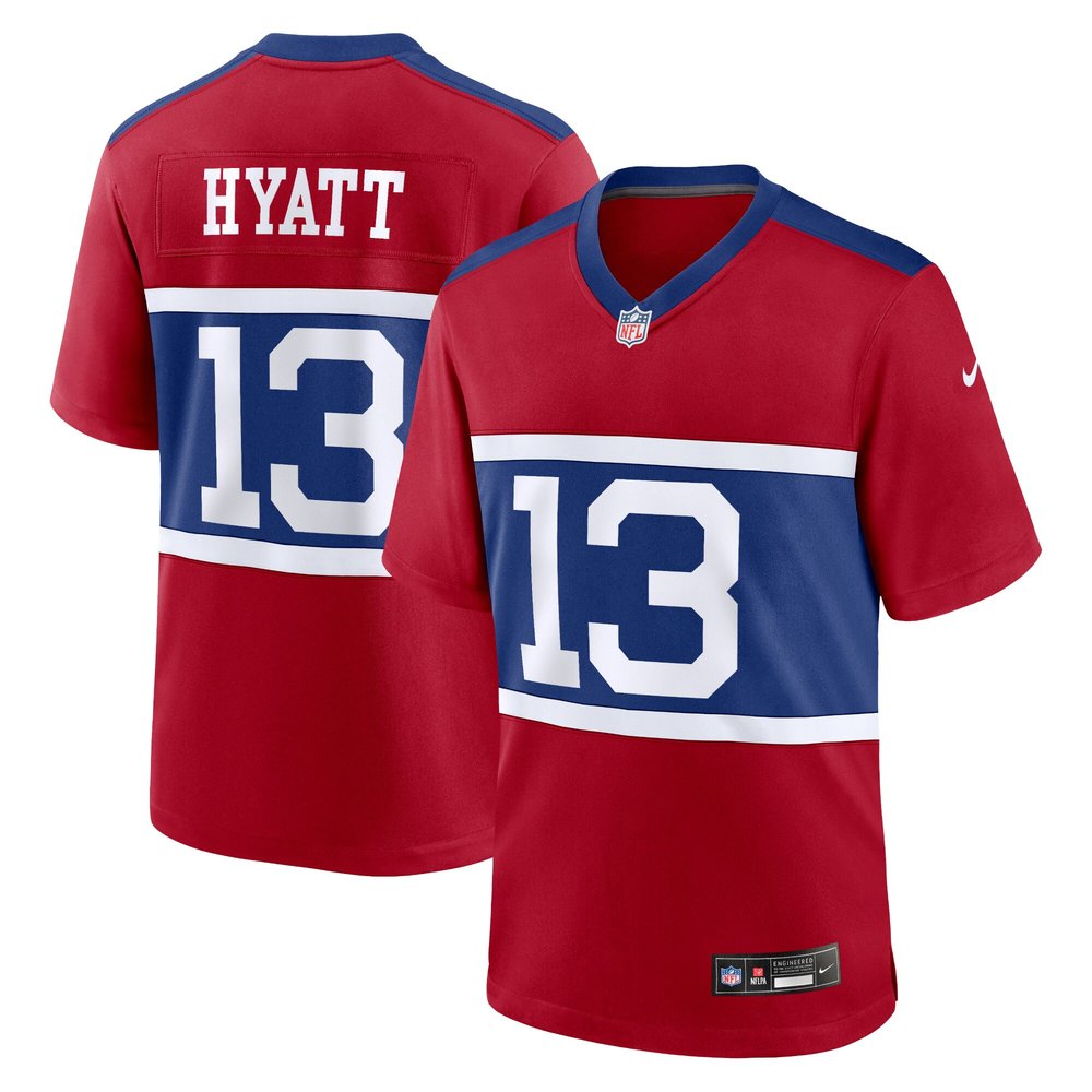 Men's New York Giants Jalin Hyatt Century Red Alternate Player Game Jersey 